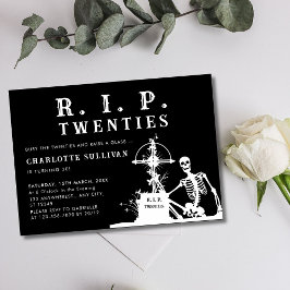 Invitación Gracioso Skeleton Bury Rip 20 Años Negro 30