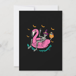 Invitación Gracioso Skeleton Flamingo Feliz disfraz de Hallow