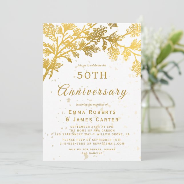 Invitación Gracioso Sr. y Sra. 50 Aniversario (Anverso de pie)