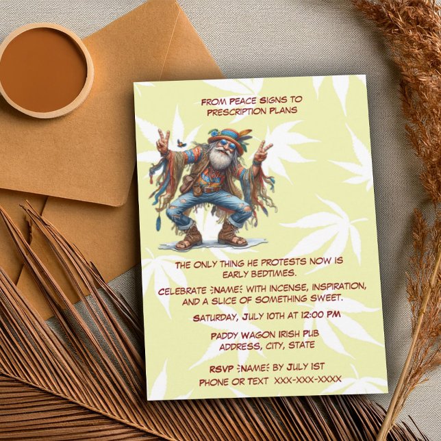 Invitación Gracioso tema de los años 60 cumpleaños Hippie par (Subido por el creador)
