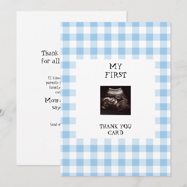 Invitación Gracioso Ultrasonido Azul Baby Shower Gracias (Anverso / Reverso)