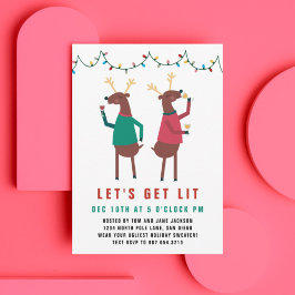 Invitación Gracioso Vamos a beber reno con vino ligero