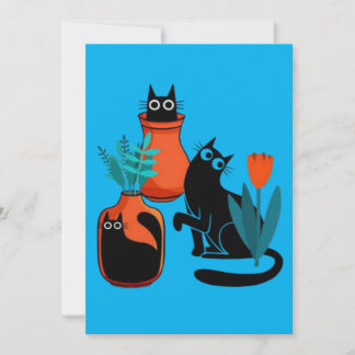 Invitación Graciosos gatos lindos ilustracion personalizado,