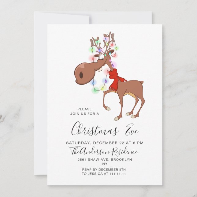 Invitación Graciosos Navidades de vacaciones de renos invitan (Anverso)