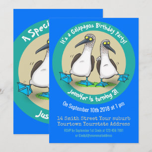 Invitación Graciosos pechos de pies azules personalizado de t