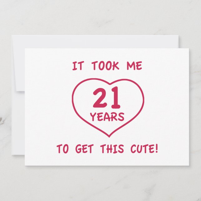 Invitación Graciosos regalos de cumpleaños 21 (Corazón) (Anverso)