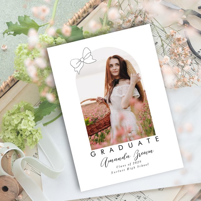 Invitación Grad 2025 Bow Coquette Elegant (Subido por el creador)