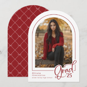 Invitación Grad 2025 de la fotografía moderna roja