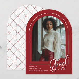 Invitación Grad 2025 de la fotografía moderna roja