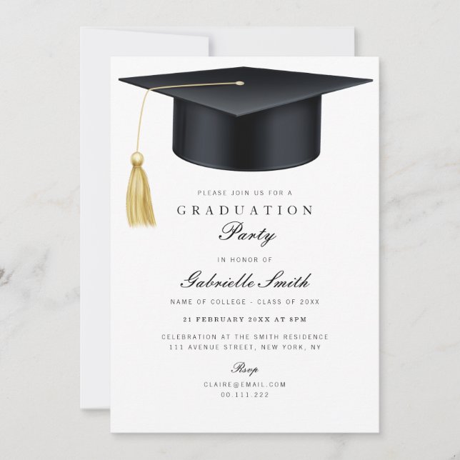 Invitación Grad cap modern graduation ceremony (Anverso)