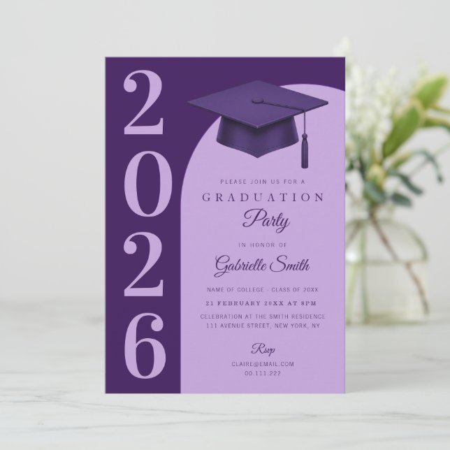 Invitación Grad cap modern graduation party (Anverso de pie)