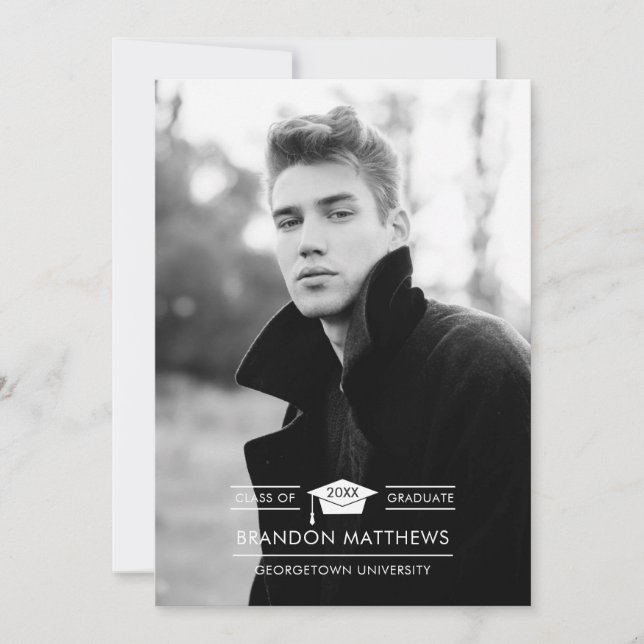 Invitación Grad Cap Photo Graduation (Anverso)