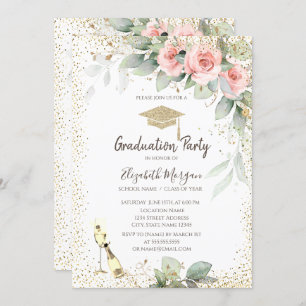 Invitación Grad Cap,Vidrio,Graduación de flores