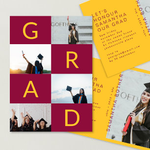Invitación GRAD COLOR BLOQUEA MULTI Foto Marrón Amarillo