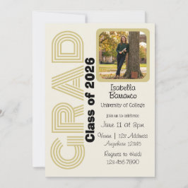 Invitación Grad Cream Background Picture Graduation 