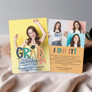 Invitación Grad cualquier año fiesta de graduación retro 4 fo