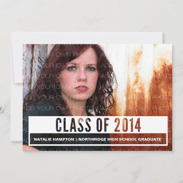 Invitación Grad De Marfil Modern Cut Out (Anverso)