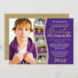 Invitación Grad de tiras de película de fotos mora