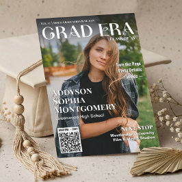 Invitación Grad Era Trendy Graduation Magazine Photo Collage
