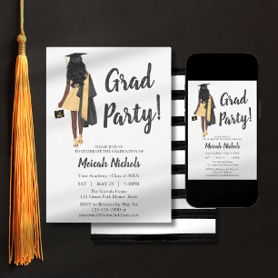 Invitación Grad Felicitaciones Chica Afroamericana Negra
