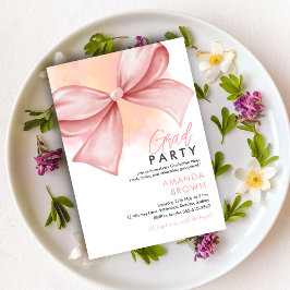 Invitación Grad fiesta 2025 Pink Bow Elegant Trendy