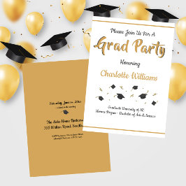 Invitación Grad Fiesta Celebración de Graduación Oro