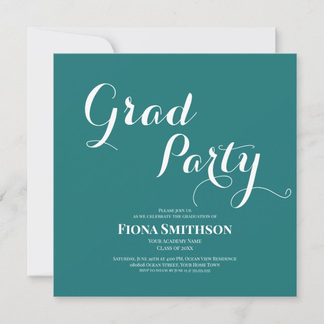 Invitación Grad Fiesta Plaza Verde Moderna (Anverso)