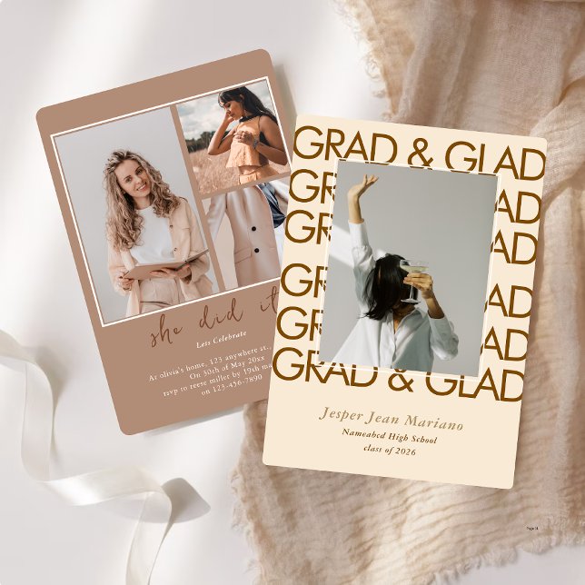 Invitación Grad & Glad 2026 Photo Minimal Graduation  (Subido por el creador)
