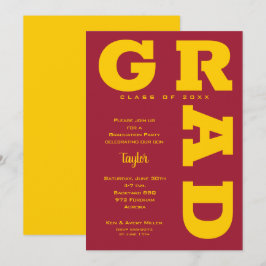 Invitación GRAD Gold sobre la graduación de Crimson
