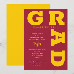 Invitación GRAD Gold sobre la graduación de Crimson