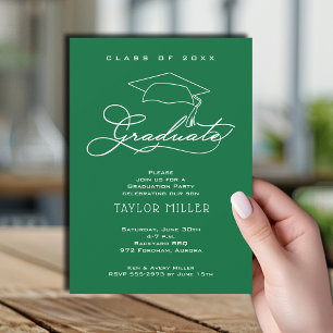 Invitación Grad Gorra Green Graduation Party