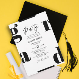 Invitación Grad Modern Black and White Graduation Party