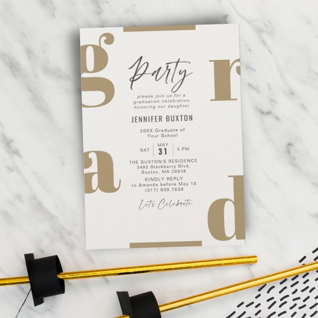Invitación Grad Modern Olive Green Graduation Party (Subido por el creador)