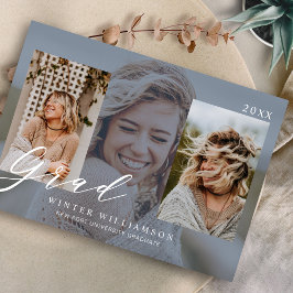 Invitación Grad Moderno Guión Grad Azul Sobreposición Grad Tr