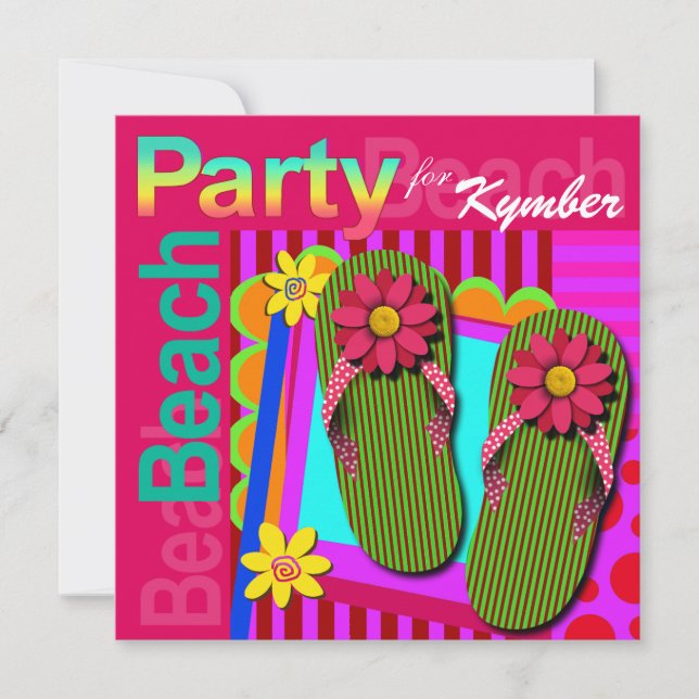 Invitación Grad Night Summer Fun Flip Flops - Beach Fiesta! (Anverso)