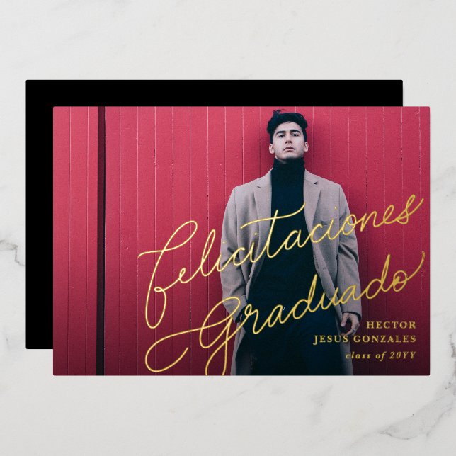 Invitación Grad Photo de felicitaciones en español (Anverso/Reverso)