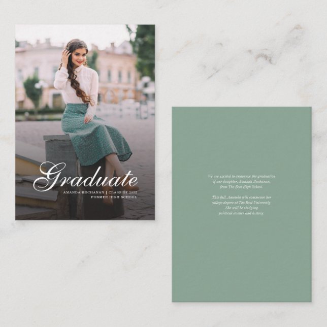 Invitación Grad Photo Script 2024 Graduation (Anverso / Reverso)