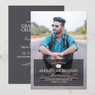 Invitación Grad Portrait Photo Template Graduation Party