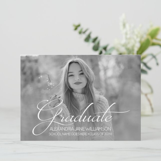 Invitación Grad Portrait Photo Template Graduation Party (Anverso de pie)