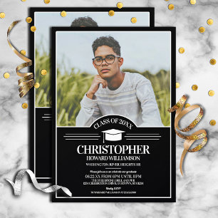 Invitación Grad Portrait Photo Template Graduation Party
