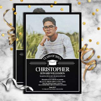 Invitación Grad Portrait Photo Template Graduation Party