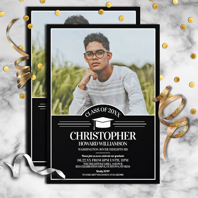 Invitación Grad Portrait Photo Template Graduation Party (Subido por el creador)