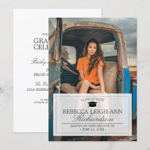 Invitación Grad Portrait Photo Template Graduation Party