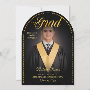 Invitación Grad. Toque de oro Ilumina tu futuro