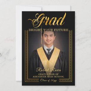 Invitación Grad. Toque dorado Ilumina tu futuro