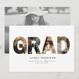 Invitación GRAD Typography 4 Image Graduation Announcement
