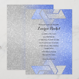 Invitación Gradiente Brillante de Murciélago Bar Mitzvah Azul
