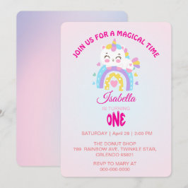 Invitación Gradiente de arcoiris de Unicornio mágico fiesta d