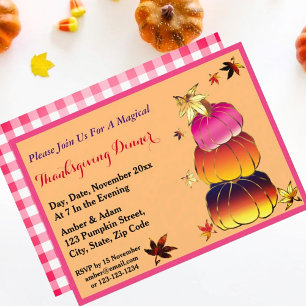 Invitación Gradiente de calabazas y calabazas, oro y textura