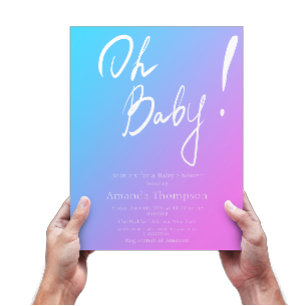 Invitación Gradiente de caligrafía Sexo Neutral Baby Shower